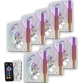 Resim Gameline Fresh X1 7'li Set Kumandalı 120MM Kasa Fanı Beyaz ARGB Aydınlatma ile 6 Pin 