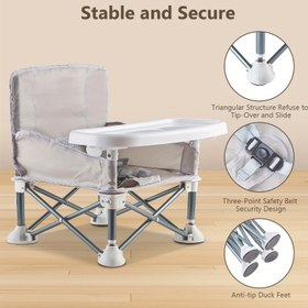 Resim Taşınabilir Katlanır Bebek Yüksek Sandalye - Hafif Alüminyum Alaşımlı, Temizlemesi Kolay & Taşıması Pratik, İç/Dış Mekan Kullanımı için Kompakt Tasarım, Montaj Gerektirmez, Gri, Bebek Sandalyesi, İç Mekan Yemekleri, Modern Bebek Sandalyesi, Dayanıklı Bebek Sandalyesi 