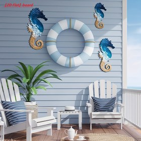 Resim 2D Düz - 3 Adet Akdeniz Tarzı Ahşap Deniz Atı Duvar Dekoru - Vintage Denizcilik Sanatı, Ev, Bar, Açık Hava Verandası ve Bahçe İçin İdeal - Mükemmel Tatil Hediyesi, Elektrik Gerektirmez, Açık Hava Duvar Sanatı | Vintage Denizcilik Teması | Ahşap Deniz Atı Tasarımı, Denizcilik Dekoru 