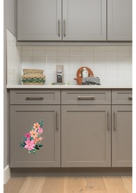 Resim Soft Renkli Çiçekler Klozet Kapağı Ve Banyo Sticker Seti 