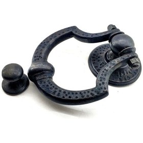 Resim Antika Tarz Dekoratif Pirinç Dövme Kapı Tokmağı, Taktak - 150x105 Mm, Oksit 