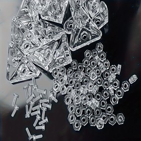 Resim 10 Adet Şeffaf Akrilik Üçgen Köşe Bağlayıcı ve Sabitleyici ile Cam Kutuları Toplama İçin Özel L-Şekilli Köşe Parçaları, Konteynerlerin Yeniden Doldurulması ve Kaldırılması Sırasında Hasara Neden Olmayan Malzeme Bileşenleri Tasarımı, Kırmızı Toz Lekeleri Sınırlamak İçin Konteyner Sızdırmazlık Çözümü. 