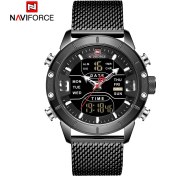 Resim Navıforce/lingxiang 9153 Elektronik Saat Spor Erkek Saati Su Geçirmez Çok Fonksiyonlu Kuvars Saat Örgü Kemer Saat Siyah Kabuk Siyah Altın Çivi Altın İğne Siyah Titanyum 