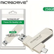 Resim Wangxi Microdrive 3.0 Tip-c Usb Flash Bellek 256 Gb Gümüş 2si1 Arada 360 Derece Dönebilir Yüksek Hızlı Veri Transferi Anahtarlıklı 