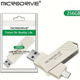 Resim Wangxi Microdrive 3.0 Tip-c Usb Flash Bellek 256 Gb Gümüş 2si1 Arada 360 Derece Dönebilir Yüksek Hızlı Veri Transferi Anahtarlıklı 