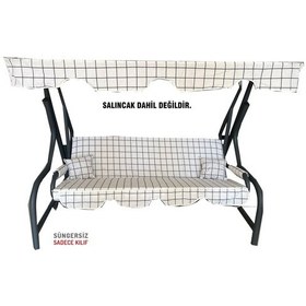 Resim 3 Kişilik Salıncak Minderi Süngersiz Kılıfı Beyaz Pano Minder 