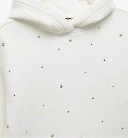 Resim Koton Oversize Kapşonlu Ekru Kız Çocuk Sweatshirt 6wkg10207ak Ekru 