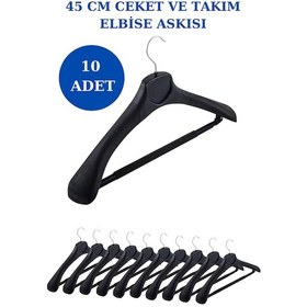 Resim 10 Adet Plastik Yüksek Kalite Ceket Askısı Elbise Askısı Siyah 