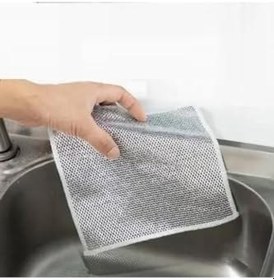 Resim Çok Fonksiyonlu Çift Katlı Çizilmez Tel Bulaşık Bezi, Çelik Tel Bulaşık Havlusu 5 Adet 