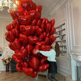 Resim 50 adet 45.72cm Kırmızı Kalp Folyo Balonlar - Sevgililer Günü, Doğum Günleri, Düğünler, Yıldönümleri & Nişanlar için Mükemmel - Çok Yönlü Parti Süslemeleri 
