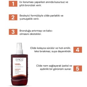 Resim Sinoz Kusursuz Bronzlaştırıcı Hindistan Cevizi Kakao Havuç Yağı İçeren Güneş Yağı Spreyi 200 ML 