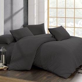 Resim Byanca 100% Cotton Embroidered Piece Dyed Duvet Cover Set Anthracite 