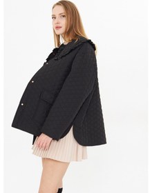 Resim Çıtçıtlı Kapitone Ceket Siyah 