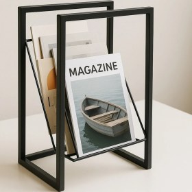 Resim Doffo Metal Dergilik Dergi Tutucu Gazetelik Metal Profil Siyah 