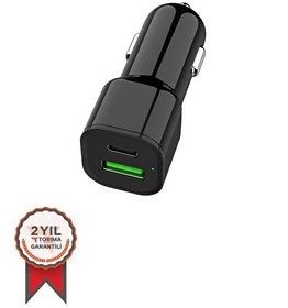 Resim C10 Siyah 3.0 Çift USB Araç Hızlı Şarj Adaptörü 