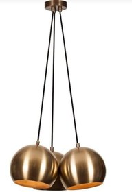 Resim Rsylight Metal Modern Rustik Retro Eskitme Kaplama Yuvarlak 3 Lü Opal Camlı Sarkıt Avize 