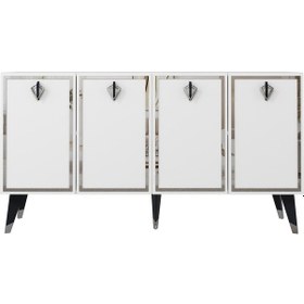 Resim 8211-32dd Kb150 Konsol, Tv Ünitesi Beyaz-siyah-gümüş Beyaz-siyah-gümüş 