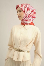 Resim Armine Soyut Desenli Saf İpek Twill Eşarp 9350d 23 Pembe 