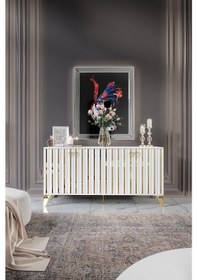 Resim DUBAİ KONSOL MDF MEBRAN KAPAK BEYAZ GOLD 