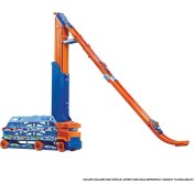 Resim Hot Wheels Hız Rampalı Tır 60 cm Pistli 20 Araç Taşıma Kapasiteli Plastik Oyuncak Araba Seti 
