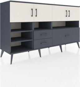 Resim Hyperion Konsol 8 Raflı 3 Çekmeceli 4 Kapaklı 176x44x99 Antrasit- Antrasit-aytaşı/antrasit 