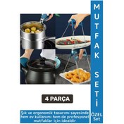 Resim Kompakt Kamp Outdoor Mutfak Tencere Tabak Tutucu Fırın Eldiveni Yanma Önleyici 4'lü Premium Set 