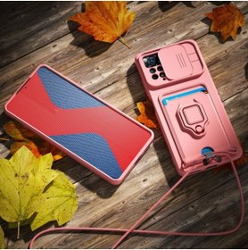 Resim m.tk moveteck Xiaomi Redmi Note 11 Pro Uyumlu Kılıf Kamera Korumalı Sürgülü Lens Yüzüklü Kartvizitli Zırh Kapak 