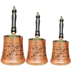 Resim Nakışlı 3'lü Bakır Cezve Seti 