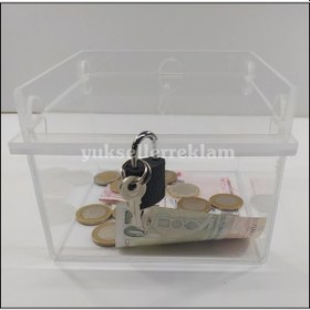 Resim Pleksi Kilitli Şeffaf Bağış Kumbarası -Sadaka Kutusu 