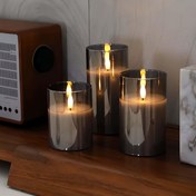 Resim 3'lü Paket Alevsiz Mum Işığı Seti, Premium Gri Elektronik Mumluklar, Pille Çalışır (Piller Dahil Değildir), Ev, Yatak Odası, Evlilik Teklifleri, Düğünler, Noel, Cadılar Bayramı, Kurumsal Partiler İçin Uygun 