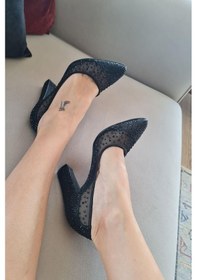 Resim 135 55335 Topukla Kadın Kalın Topuklu Tül Taşlı Abiye Ayakkabı 001 