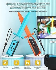 Resim Nintendo Switch2/Switch1/OLED modeli için kılıç el sapları, JoyCon Controller için el tutamakları, Switch Sports Chambara ve Legend of Zelda için sap aksesuar kiti: Tears of the Kingdom/Skyward Sword 