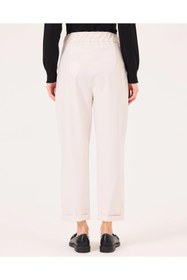 Resim Seçil Minimalist Yüksek Bel Crop Deri Pantolon - Günlük & Şık - Bej / 40 