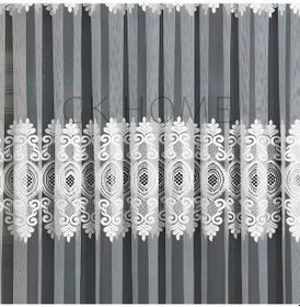 Resim Lüks Brode Desenli Tül Perde Sık Pileli 1/3 Dikim, Salon Için Şık Ve Zarif Tül Perde Modeli Kırık Beyaz 