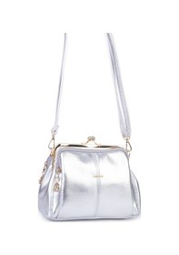 Resim Nas Bag Burslu Klipsli Vintage Omuz Ve Çapraz Çanta 23x20 Cm Ebatlarındadır Gümüş 