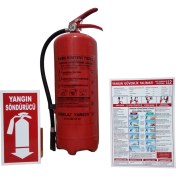 Resim Miralaz Ticaret 6 kg Kuru Kimyevi Yangın Söndürme Tüpü 4yıl Garantili Askı Aparatı + Levha + Talimatlı 