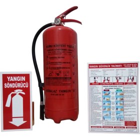 Resim Miralaz Ticaret 6 kg Kuru Kimyevi Yangın Söndürme Tüpü 4yıl Garantili Askı Aparatı + Levha + Talimatlı 