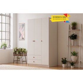 Resim Rabi Ecem 3 Kapaklı 2 Çekmeceli Gardırop 