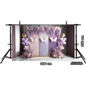 Resim Venspor Pastel Kelebek Ve Çiçeklerle Süslenmiş Arka Plan, 200x150cm Fon Duvar Örtüsü Stüdyo Fonu 