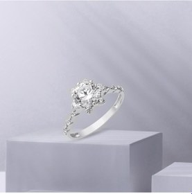 Resim Hanımeli Tektaş Beyaz Altın Yüzük 14OR011YZ-W 