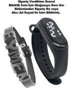 Resim tutkanstore Erkek Saati İsme Özel Gümüş Bileklik Dokunmatik Dijital Su Geçirmez Unisex Kol Saati Aksesuar 
