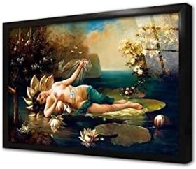 Resim Gölde Uzanan Kadın Çerçeveli Cam Tablo 20x30 cm CB19027 