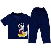 Resim krm bebe Mickey Desenli Yakalı Ve Düğmeli Çocuk Pijama Takımı 