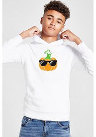 Resim Tshirthane Cool Pumpkin Beyaz Çocuk 3ip Kapşonlu Sweatshirt 001 