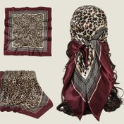 Resim Kadınlar için Şık Leopar Desenli Kare Eşarp - 89,99 cm Moda Aksesuarı, Polyester İplik Boyalı Dokuma, Dışarı Çıkmak İçin Dekoratif Başörtüsü, Tüy İşçiliği Yok, Esnek Değil, Makinede Yıkanabilir 