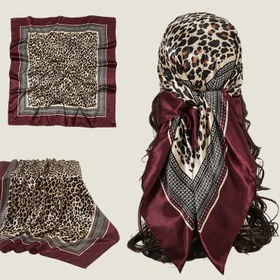 Resim Kadınlar için Şık Leopar Desenli Kare Eşarp - 89,99 cm Moda Aksesuarı, Polyester İplik Boyalı Dokuma, Dışarı Çıkmak İçin Dekoratif Başörtüsü, Tüy İşçiliği Yok, Esnek Değil, Makinede Yıkanabilir 