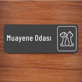 Resim zafrakreklam Ofis Oda Kapı İsimliği Yönlendirme Tabelası 26X10cm ( MUAYENE ODASI ) antrasit & beyaz 
