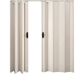 Resim Faran Dekorasyon 215 x 230 Beyaz Renk Camsız Çift Açılım Pvc Akordiyon Katlanır Kapı FRNAKMODEL-208 