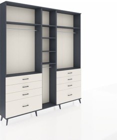 Resim Arges Dolap 8 Raflı 8 Çekmeceli 3 Askılı 220x30x243 Antrasit-antrasit/aytaşı Antrasıt/aytası 