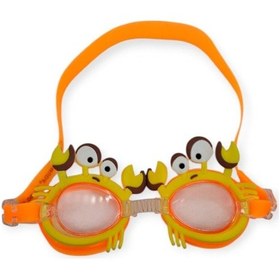 Resim Çocuk Yüzücü Gözlüğü Silikon Taşıma Çantalı Turuncu Yengeç - 9014 Çok Renkli 